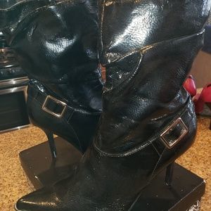 Black patent leather boot